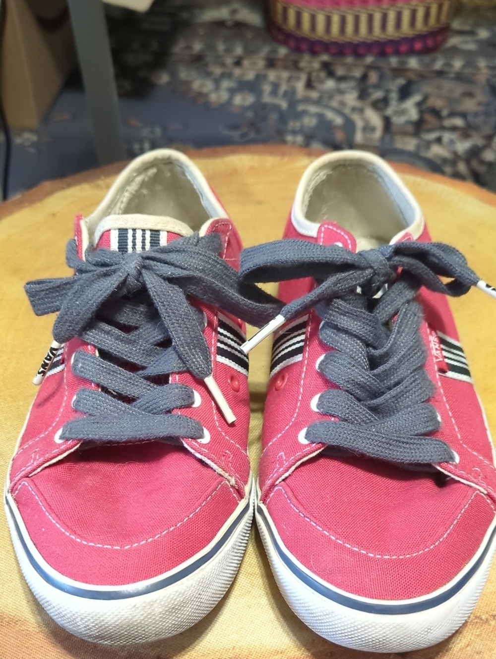 Vans Red and Black Low Top Sneakers